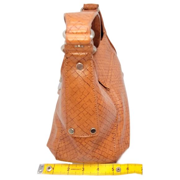 WORTHINGTON Vintage Fold Over Turn Lock Faux Brown Leather Handbag - Picture 5 of 10